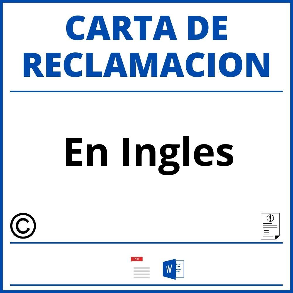 Modelo Carta Reclamacion En Ingles