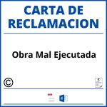 Modelo Carta Reclamacion Obra Mal Ejecutada