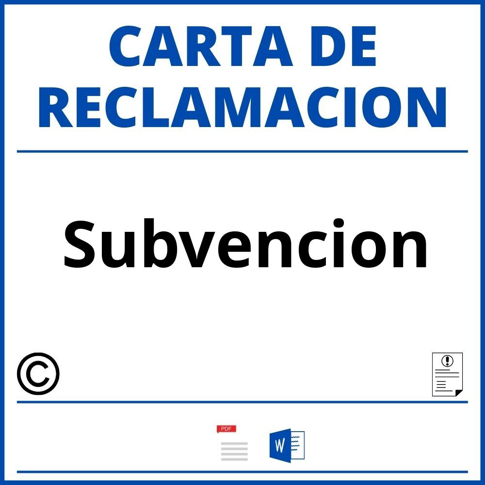 Modelo Carta Reclamacion Subvencion